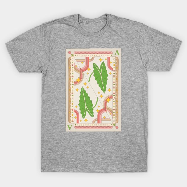 Alocasia Amazonica Polly Plant Illustration with Playing Card Design for Plant Mom Plant Daddy T-Shirt by annagrunduls